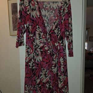Monsoon Pink and Black Floral Long Sleeve Dress